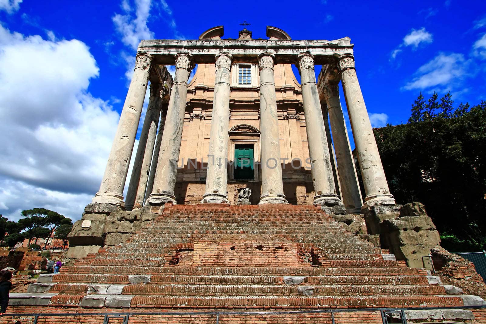 Ruin of Roman Forum in Perfect Sky Rome Italy
