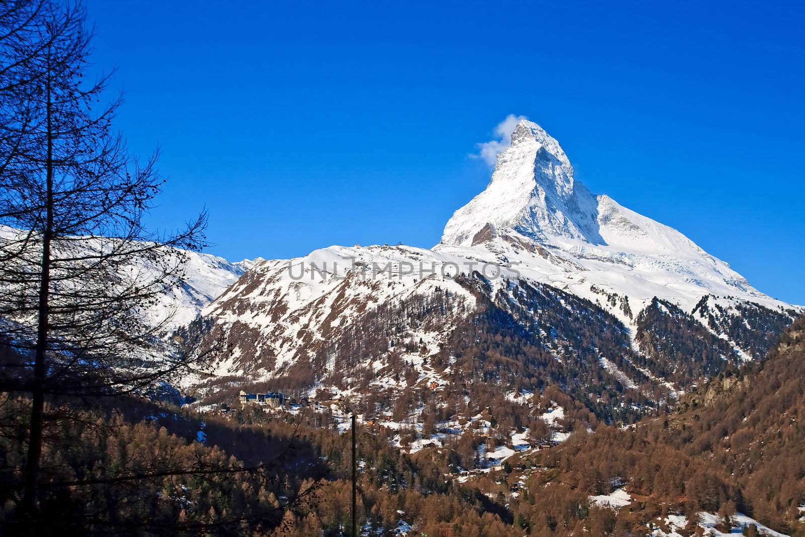 Landscape of Matterhorn Peak from Zermatt City, Switzerland