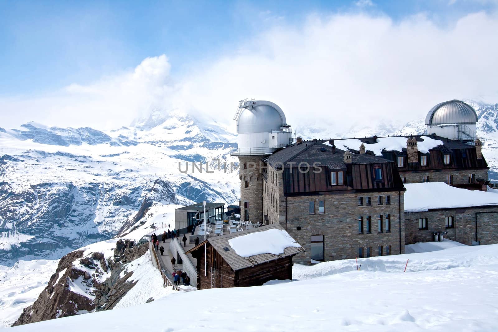 The Gornergrat Observatory and Matterhorn peak, Zermatt Switzerland