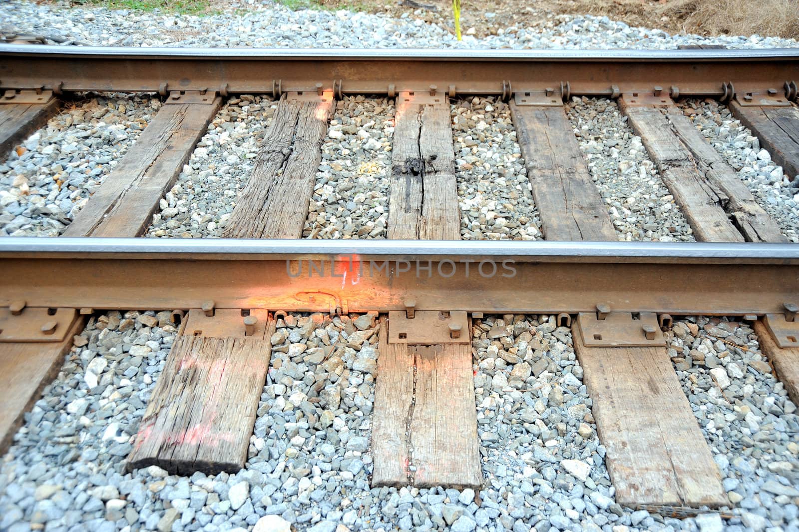 Railroad tracks in an isolated place.