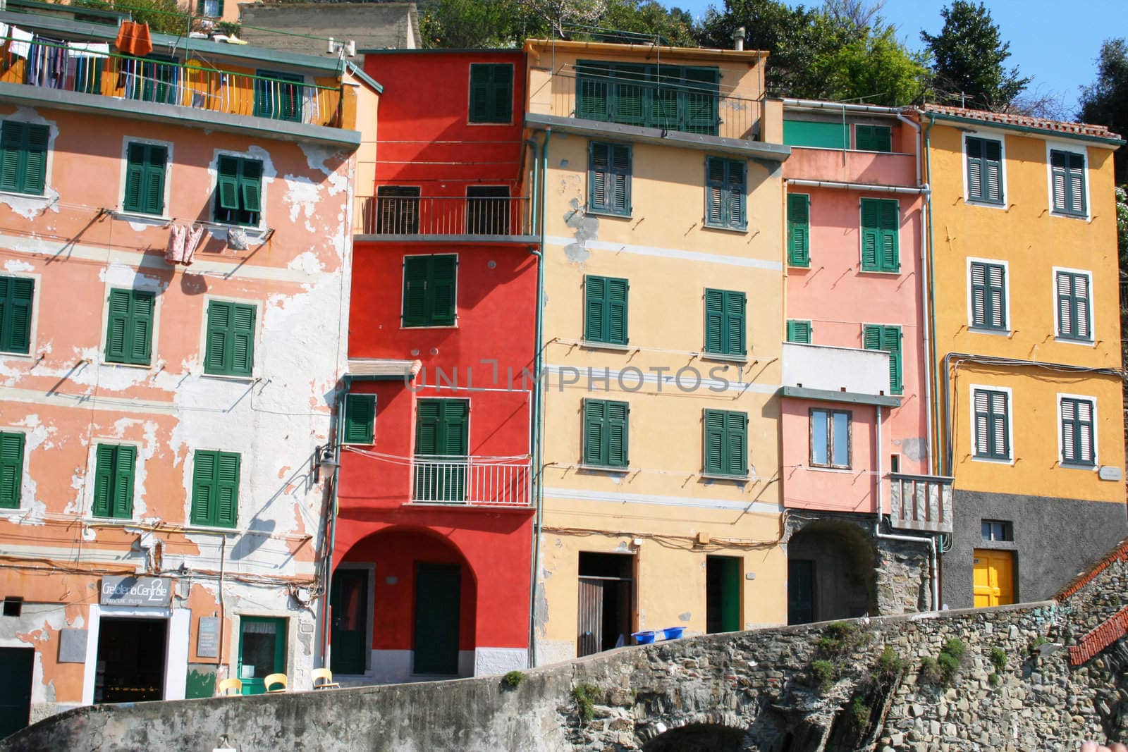 Italy. Cinque Terre region. Colorful houses of Riomaggiore village 
