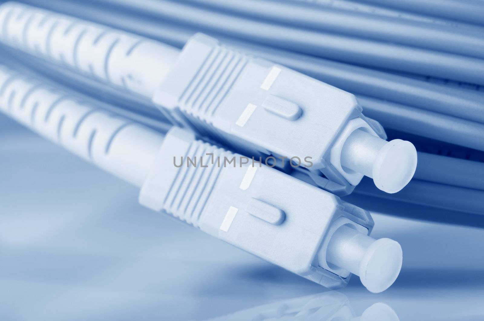 Close up on Fiber optic cables
