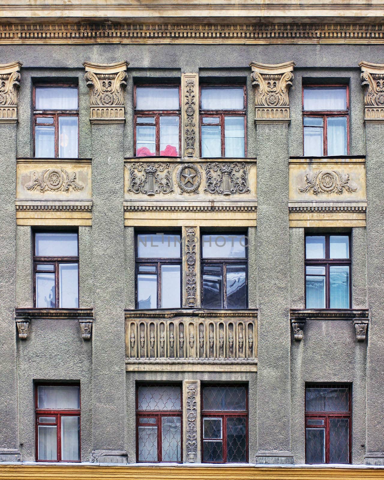 Wooden window in old building in  Lviv (Ukraine)