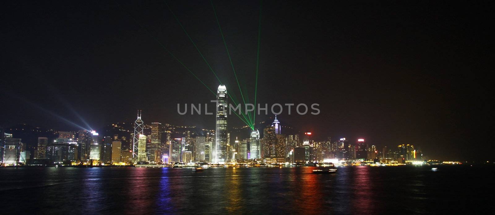 Hong Kong night view with a symphony of lights by kawing921