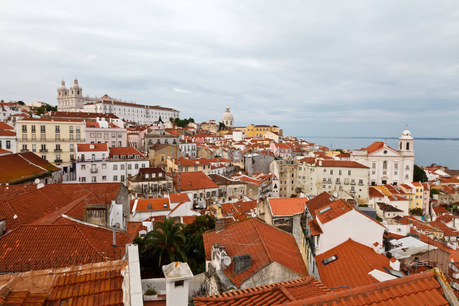 Panorama of Recently Restored Alfama Quarter in Lisbon, Portugal