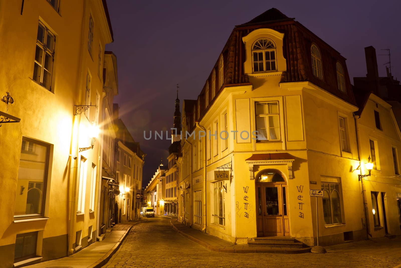Old Street of Tallinn in the Night, Estonia by anshar