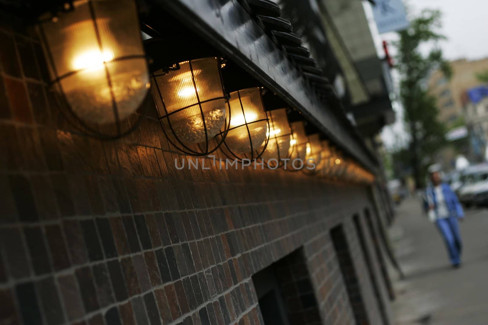 The image of many lanterns on a building
