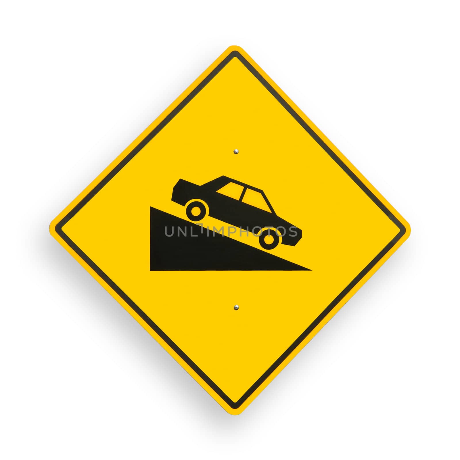 Traffic sign isolated on white, clipping path excludes shadow.