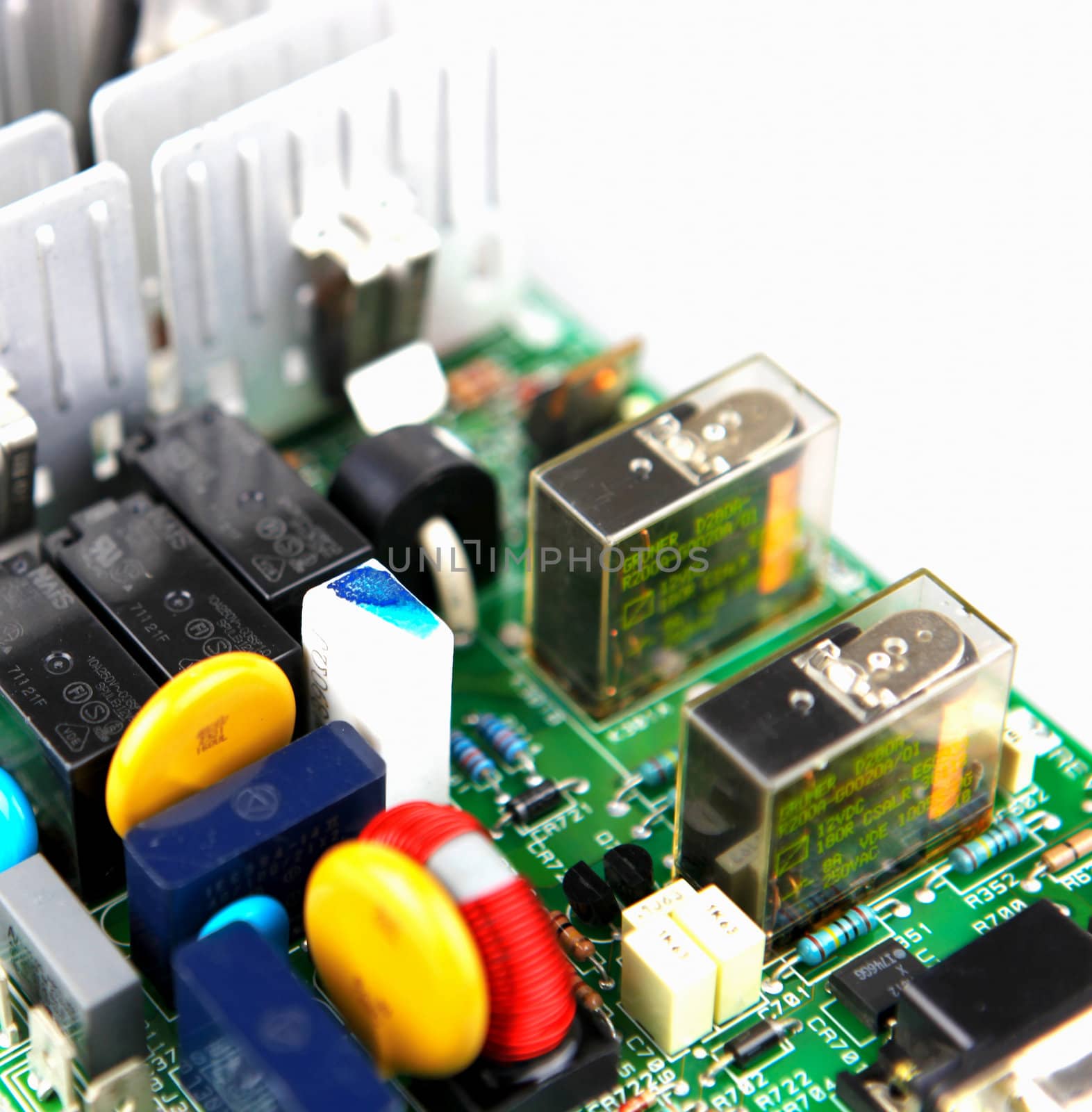 Close-up on computer circuit board.