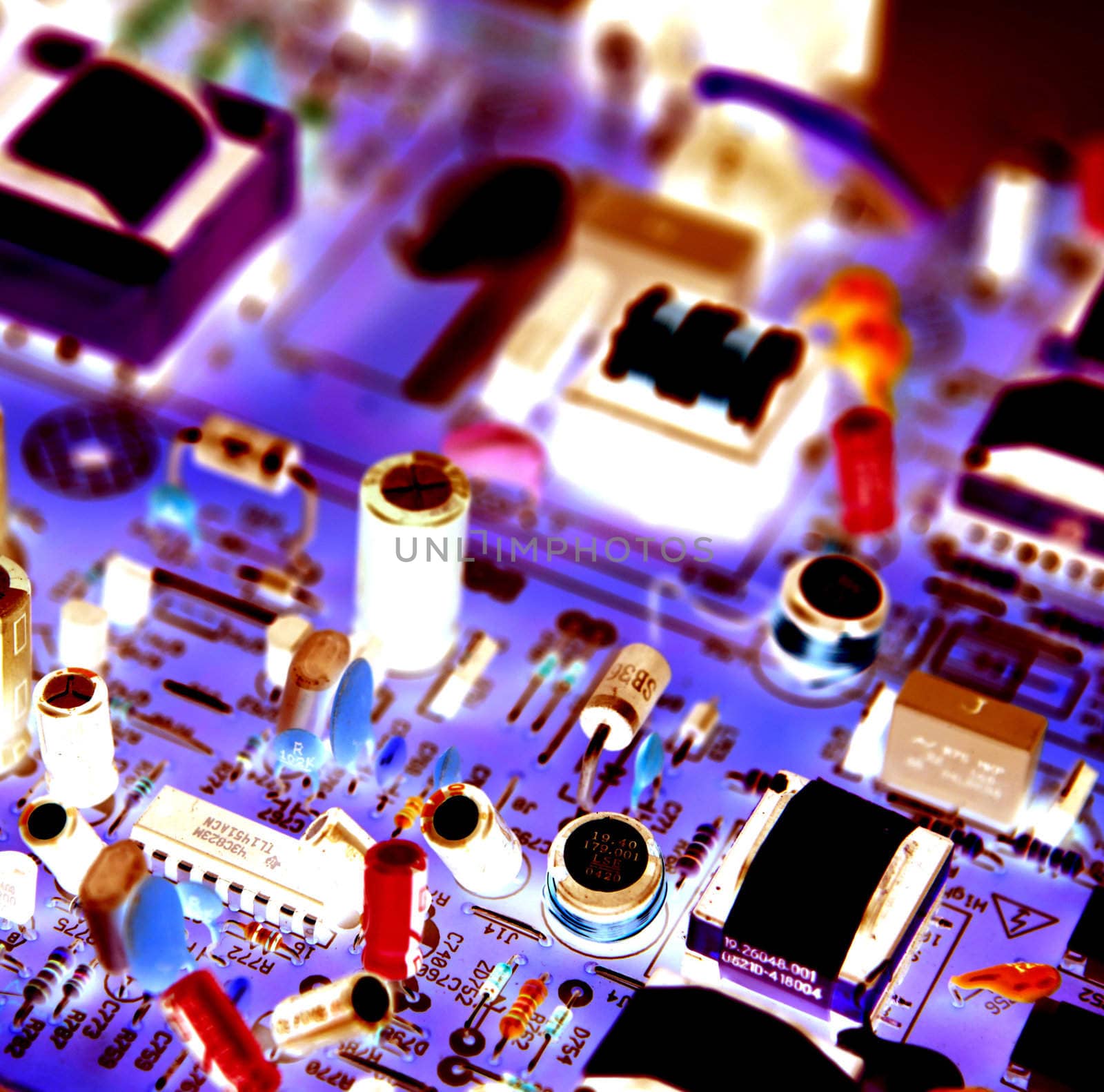 Close-up on computer circuit board.