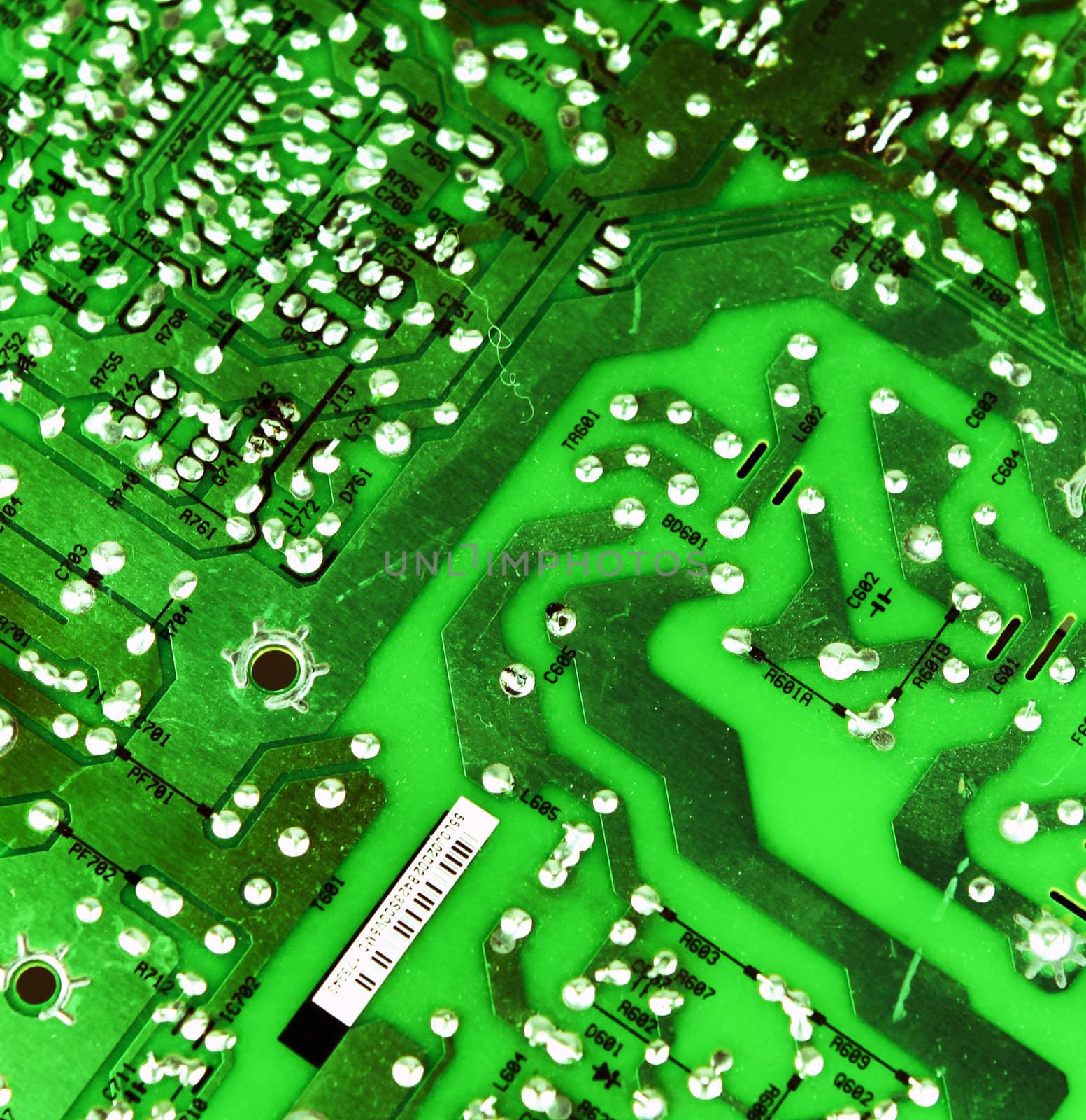 Close-up on computer circuit board.
