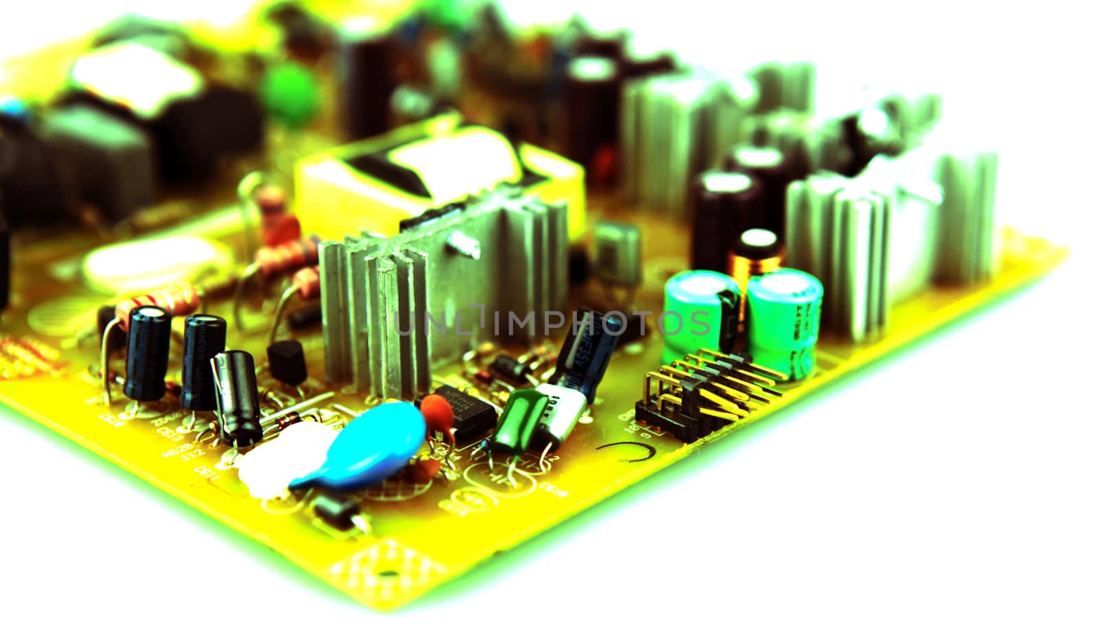 Close-up on computer circuit board.