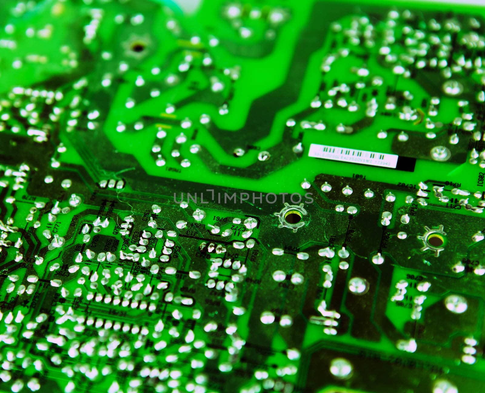 Close-up on computer circuit board.