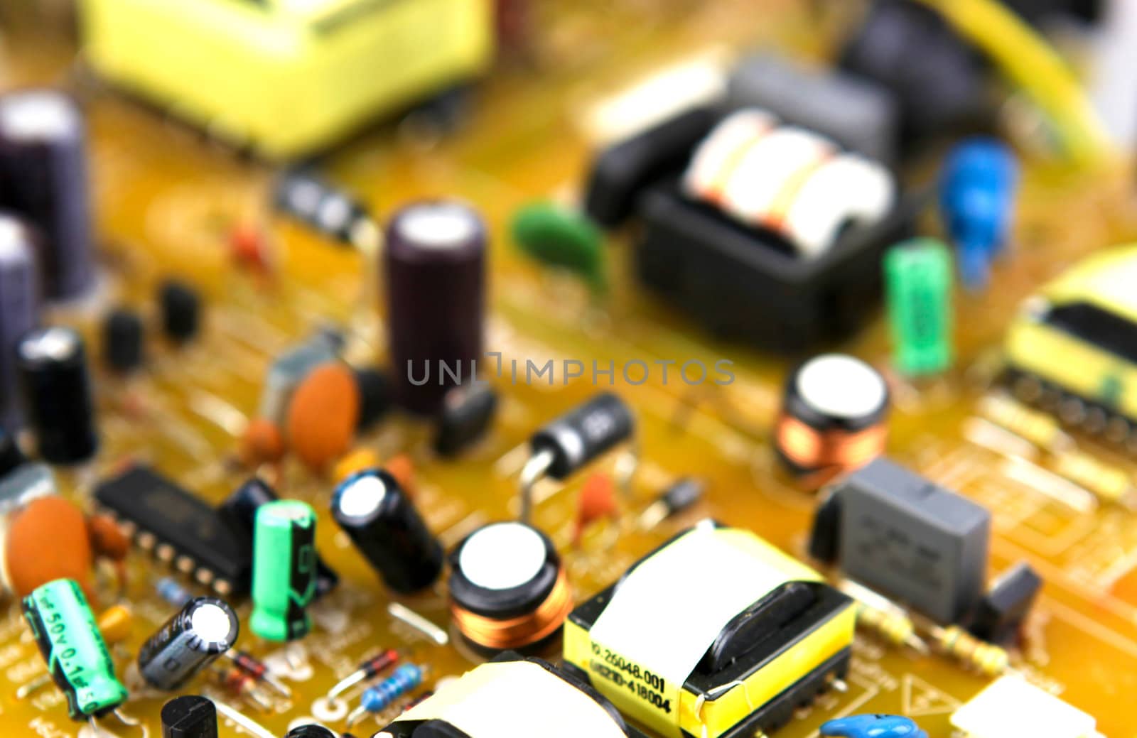 Close-up on computer circuit board.