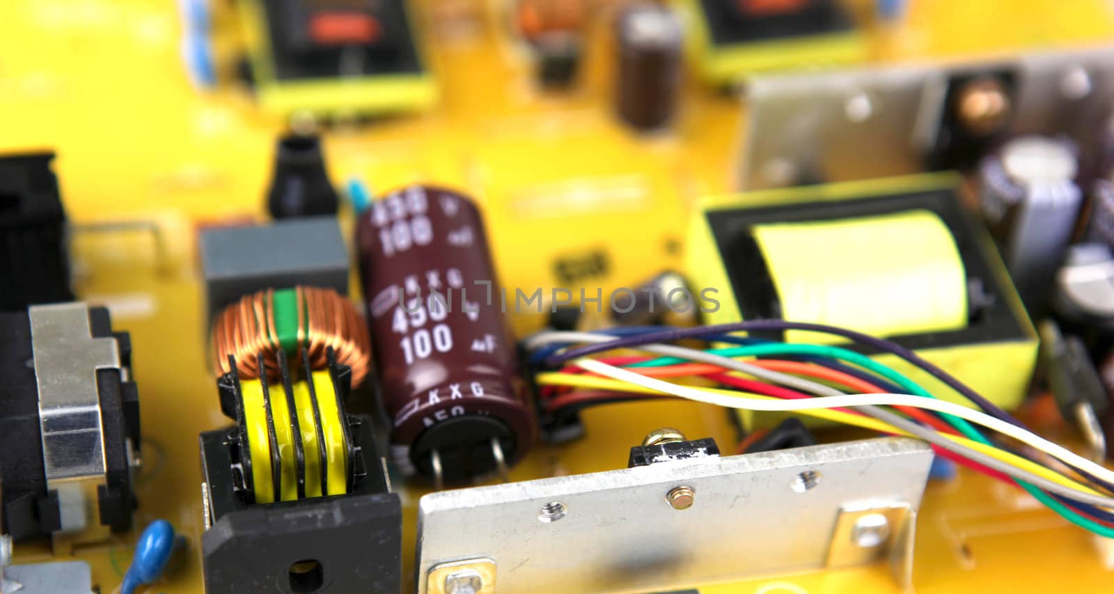 Close-up on computer circuit board.