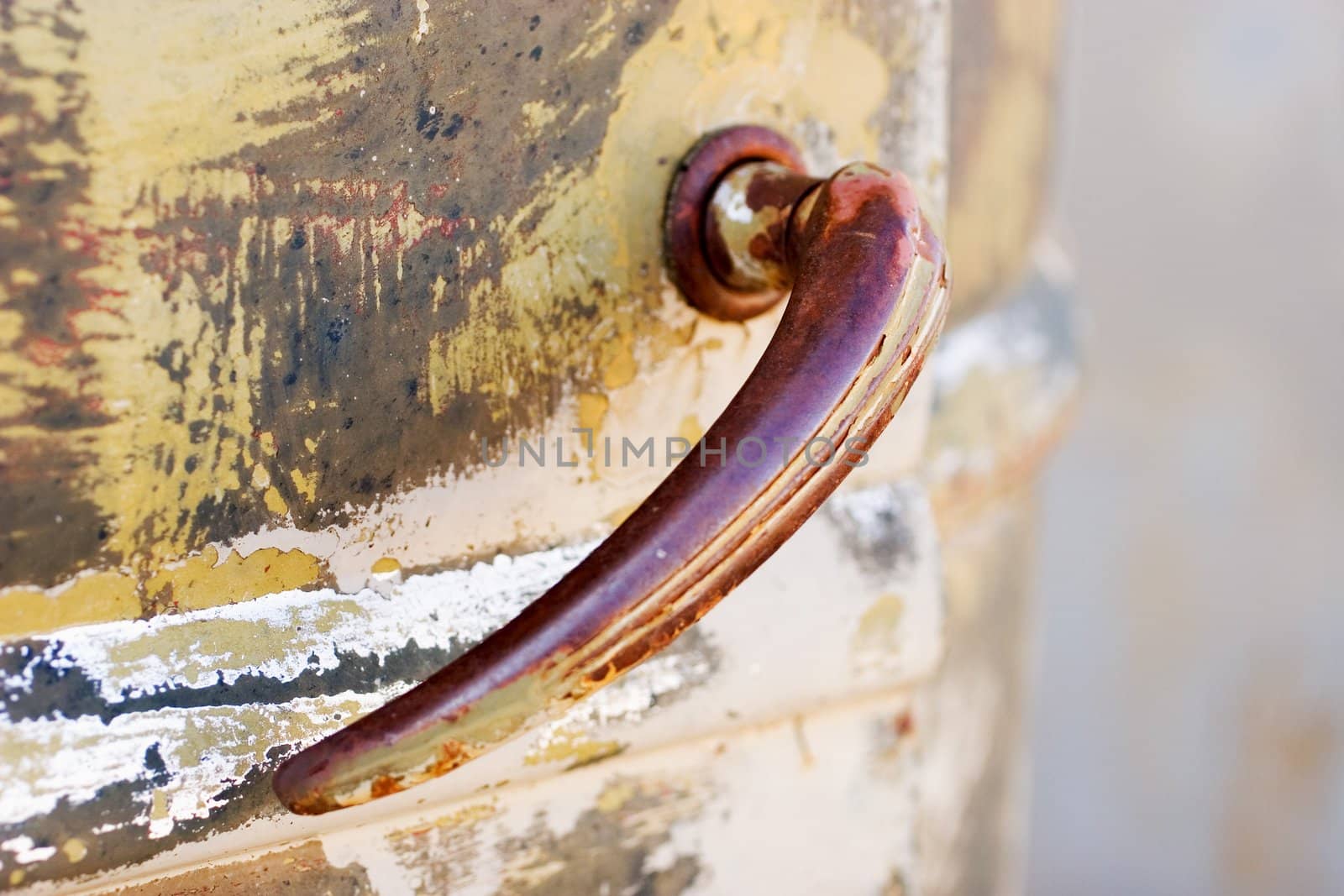 Door handle on old forgotten truck