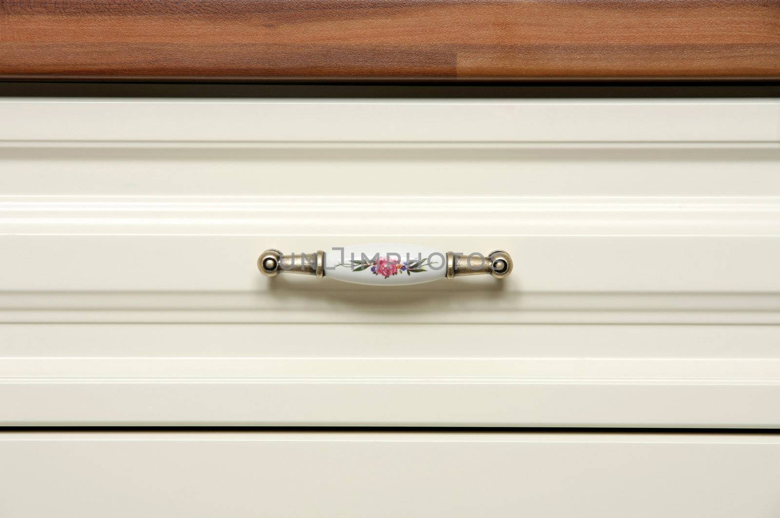 Details of close up shot of kitchen worktop and drawer