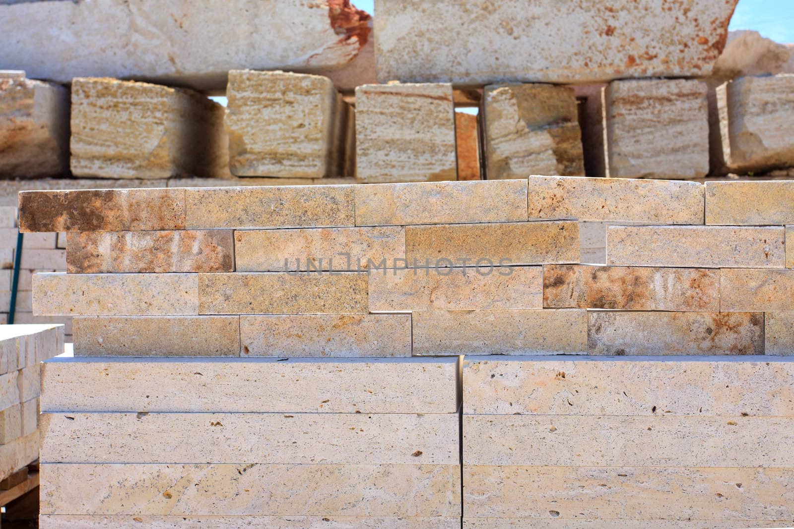 Blocks of limestone processed and ready for use