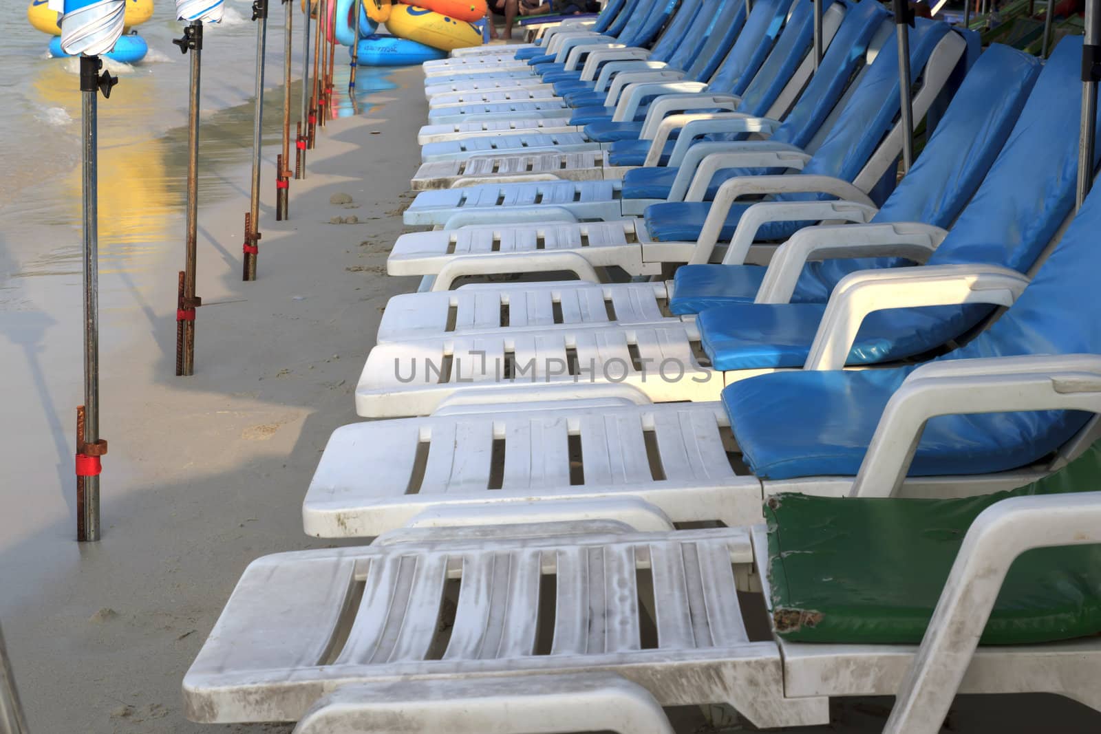 Beach chair on the beach , Kohlarn Thailand 