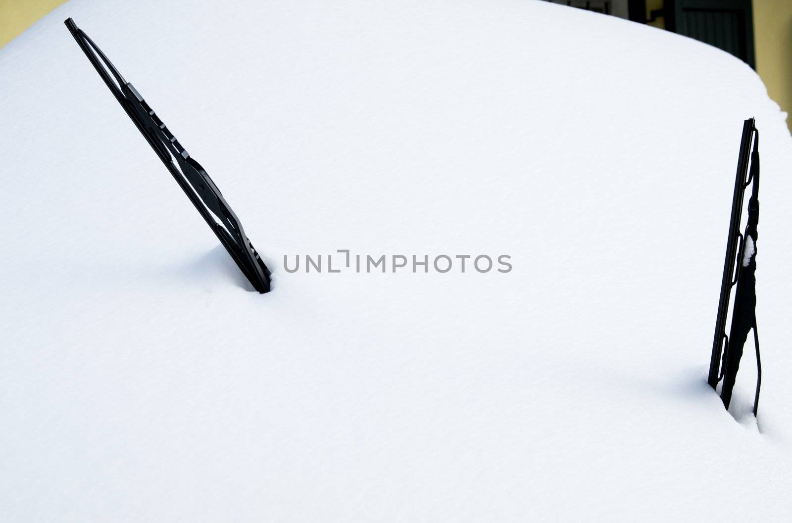 Car hidden in snow a winter day at Castelvetro