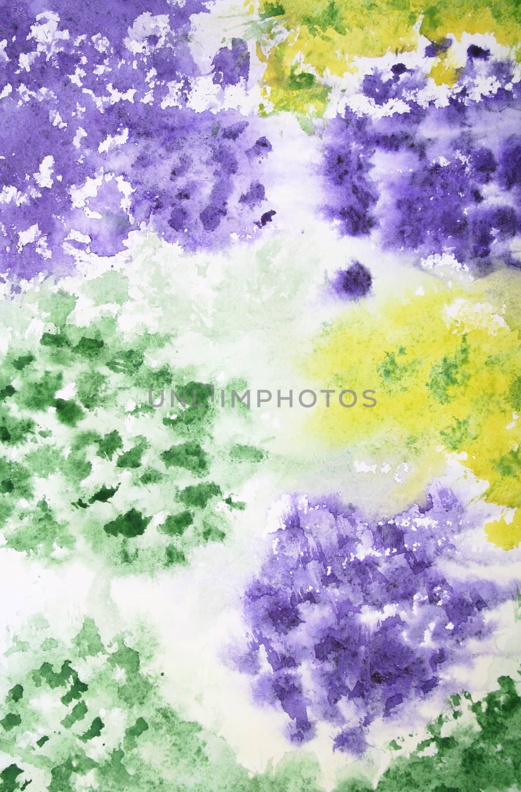 Abstract watercolor background with colorful different layers on paper texture