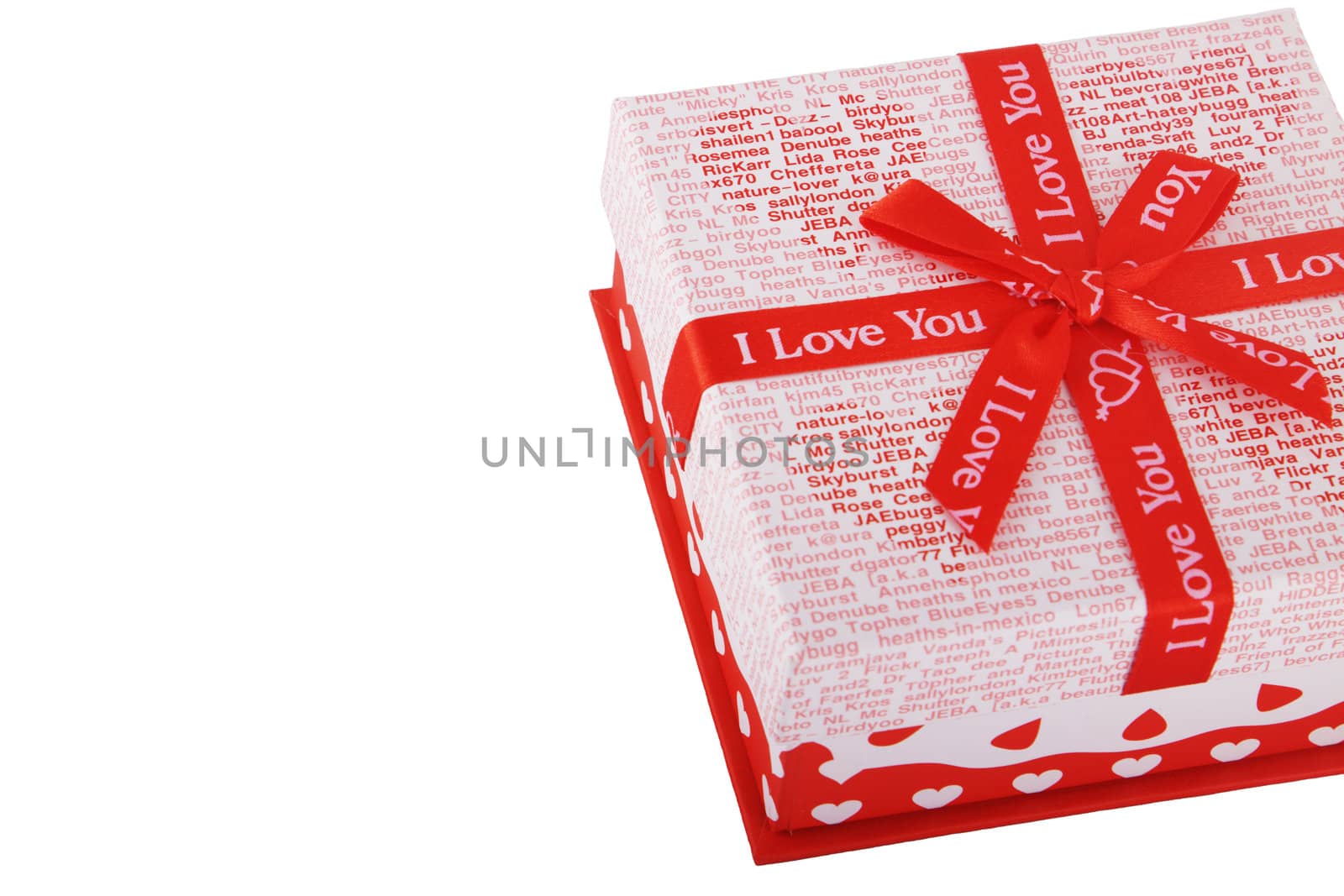 Bright red gift box on the isolated background