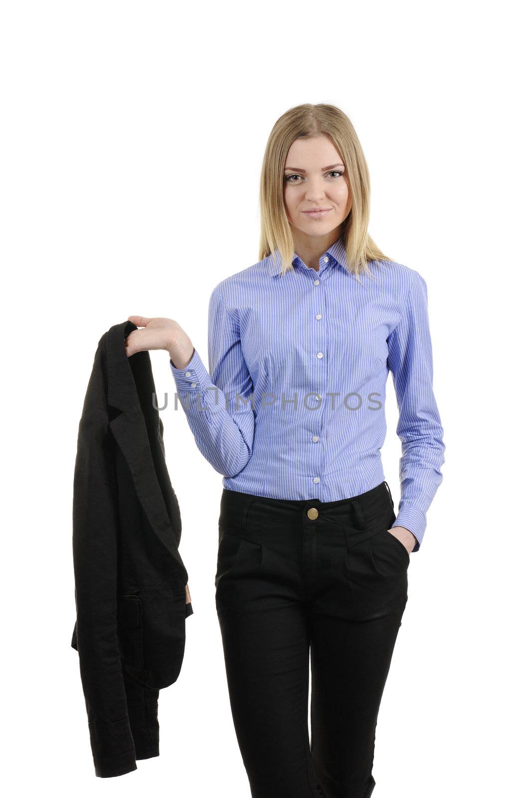 Business woman on white background isolated
