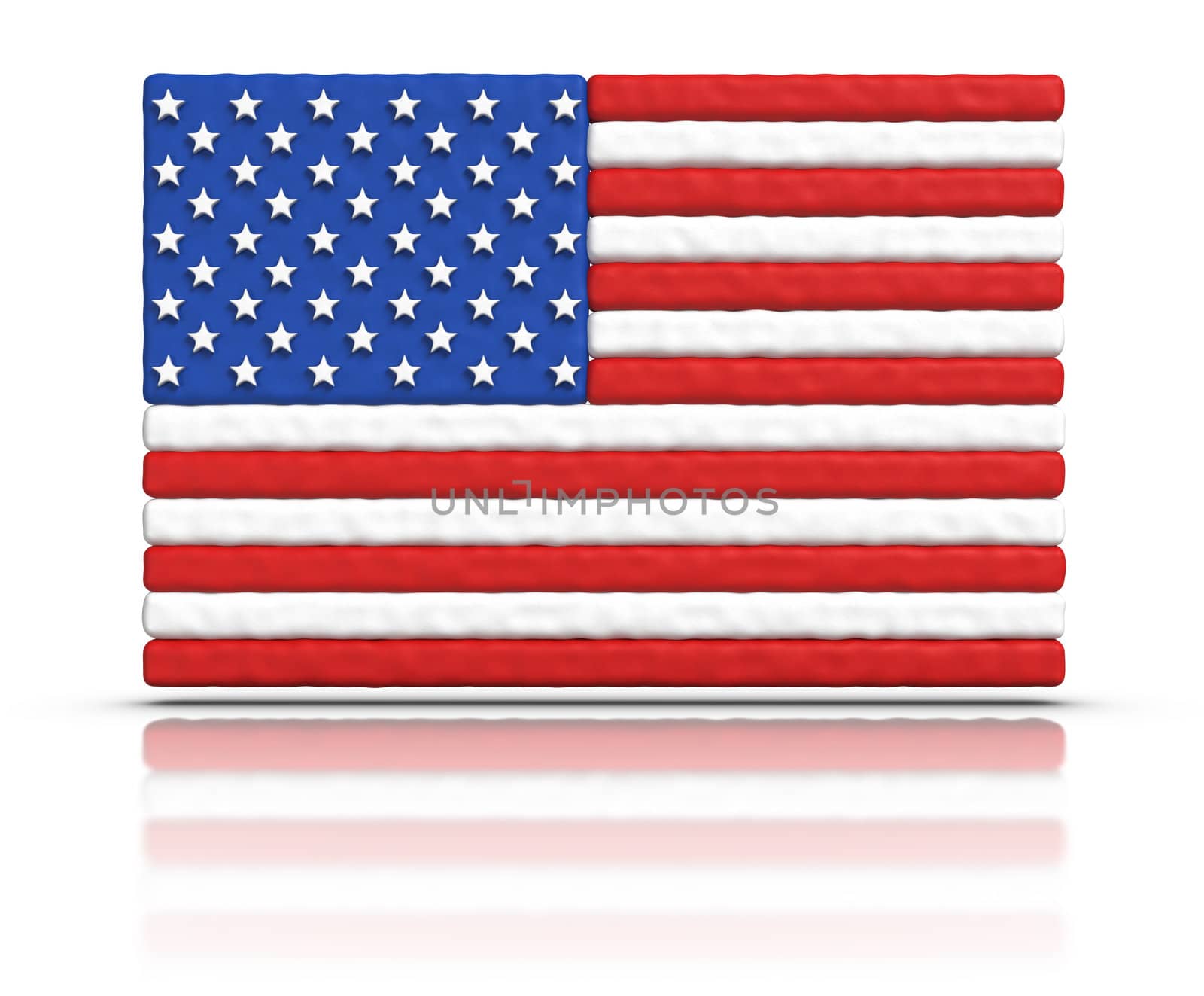 Flag of the United States made with plasticine material.