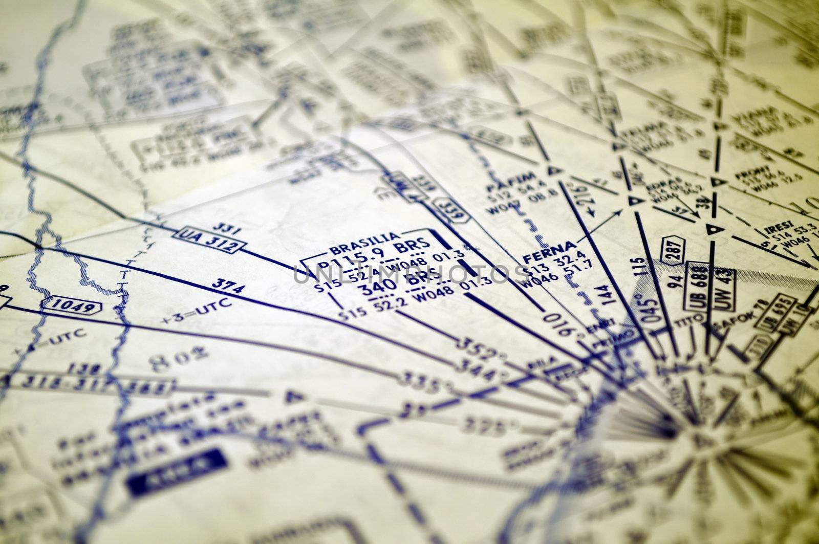 Air navigation chart: airways in the Brasilia area.