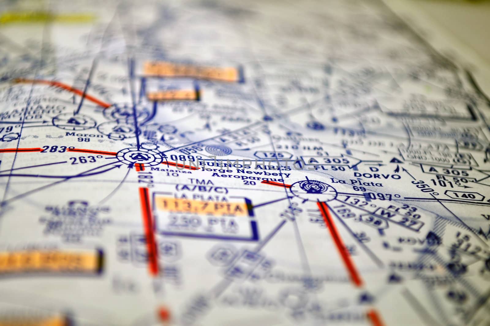 Air navigation chart: airways and waypoints in the Buenos Aires area.