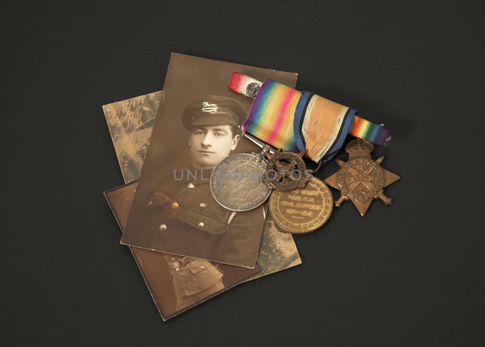 Photograph and medals of a Great War veteran