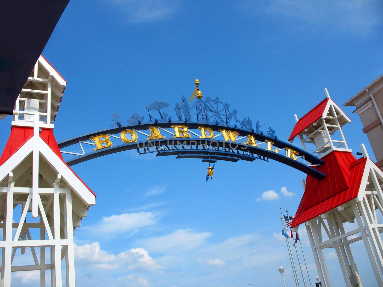 The famous public BOARDWALK sign located at the main entrance of the boardwalk in Ocean City Maryland.