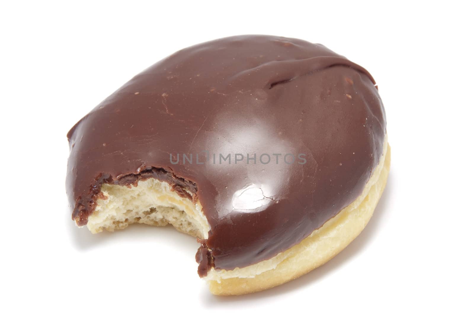 A boston cream filled donut isolated on white.