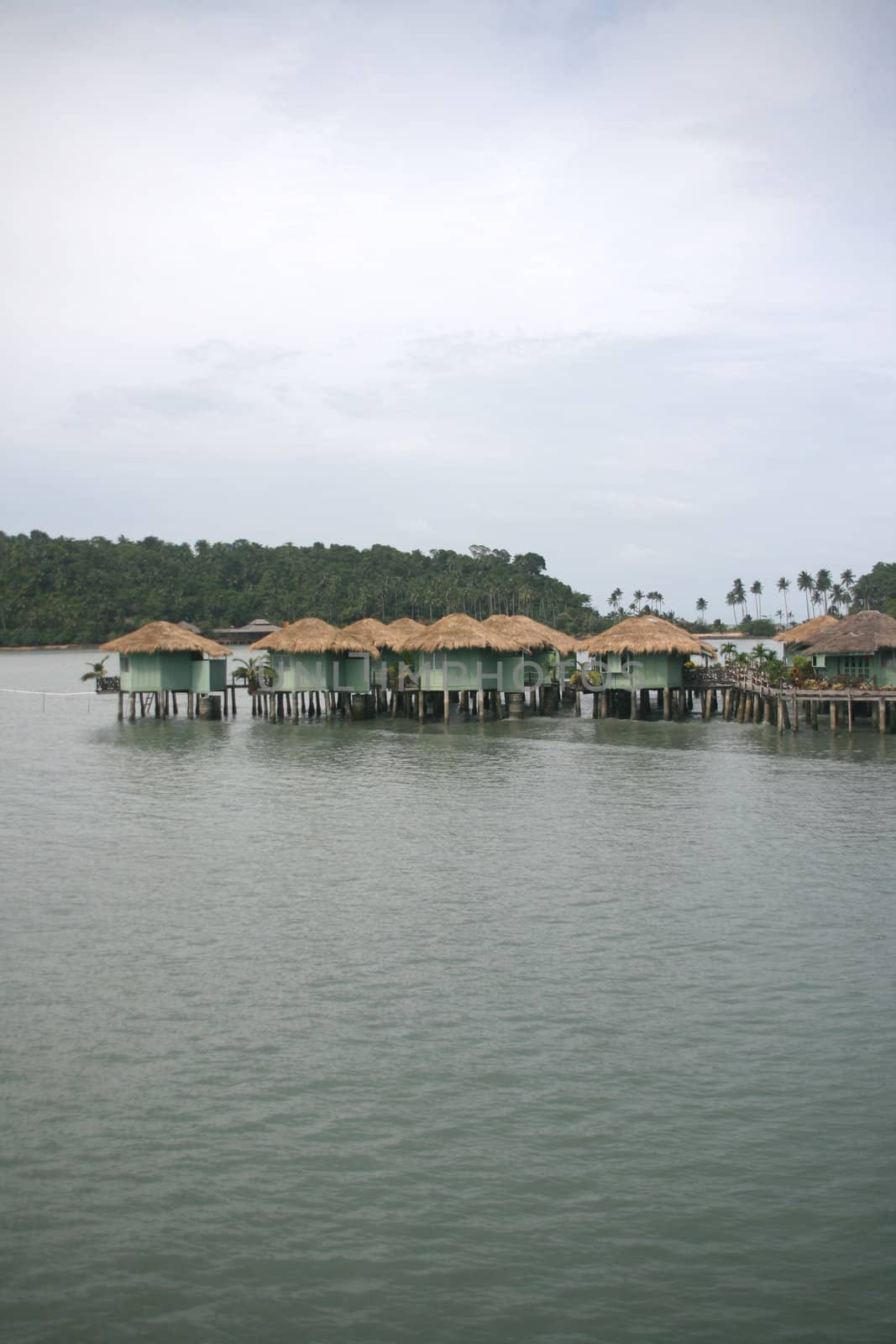 floating resort over the sea in koh chang island thailand