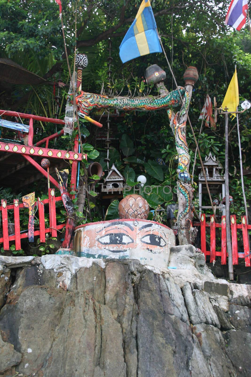 colorful hippy house garden on the rocks koh chang island thailand