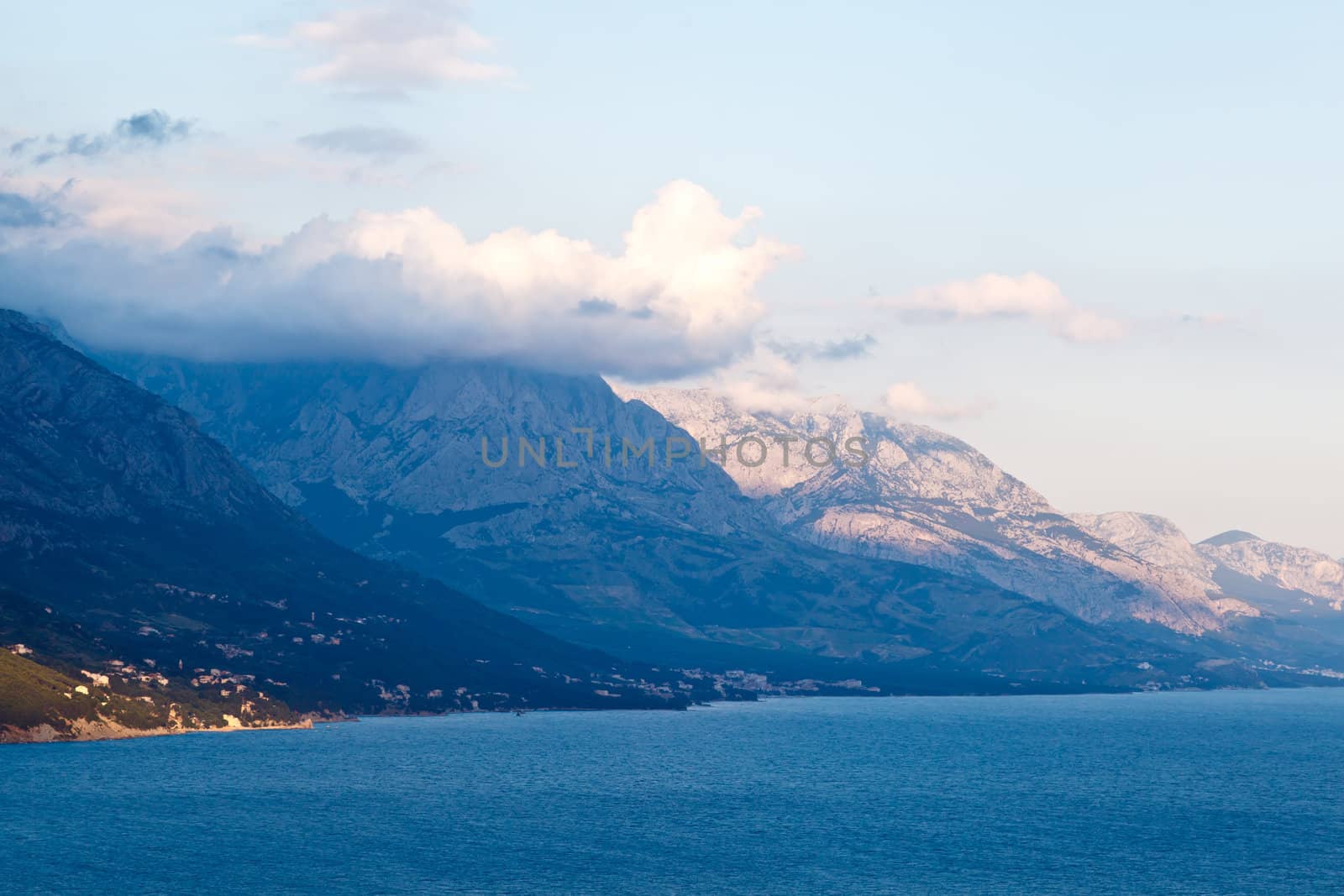 Adriatic Sea and Mountains near Makarska, Croatia