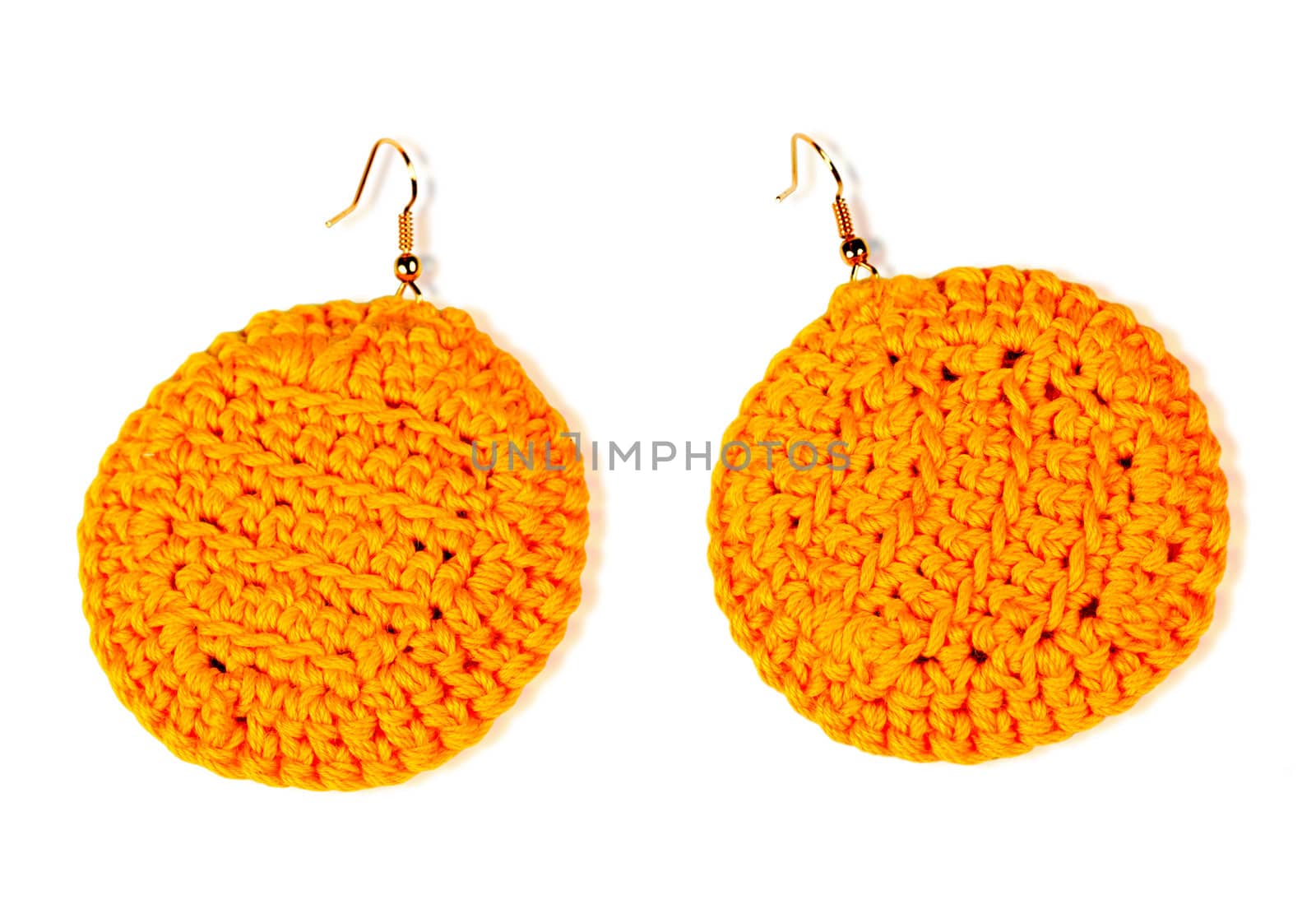 Ear crochet bright yellow  isolated on white background