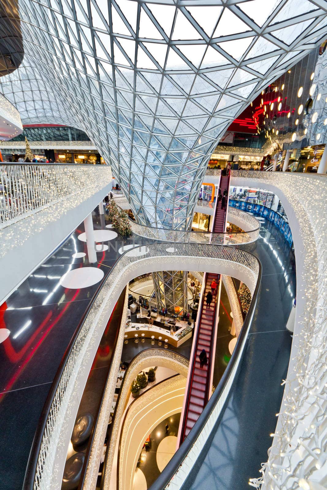 The interior of MyZeil Shopping Mall in Frankfurt Germany