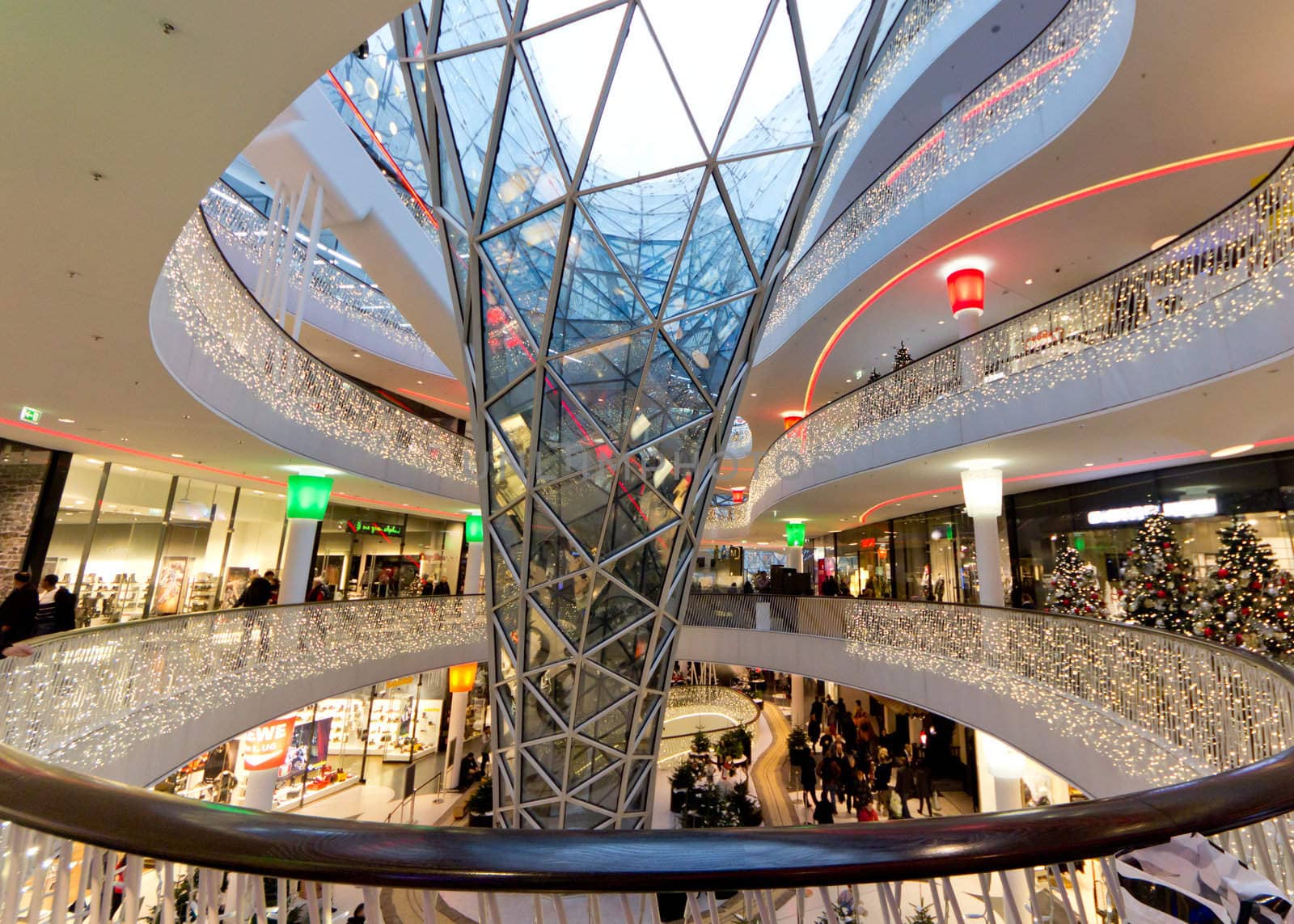 The interior of MyZeil Shopping Mall in Frankfurt Germany