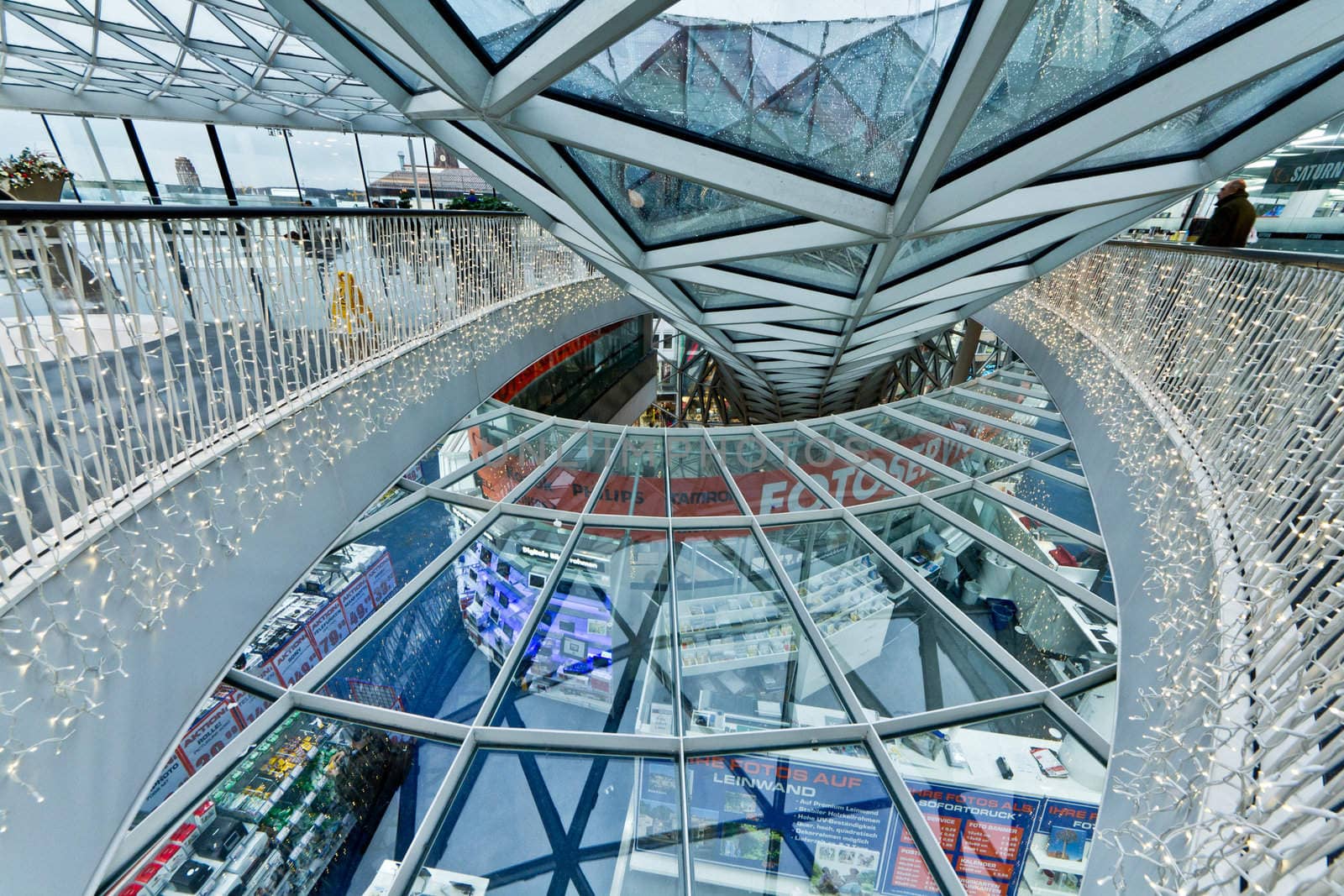 The interior of MyZeil Shopping Mall in Frankfurt Germany