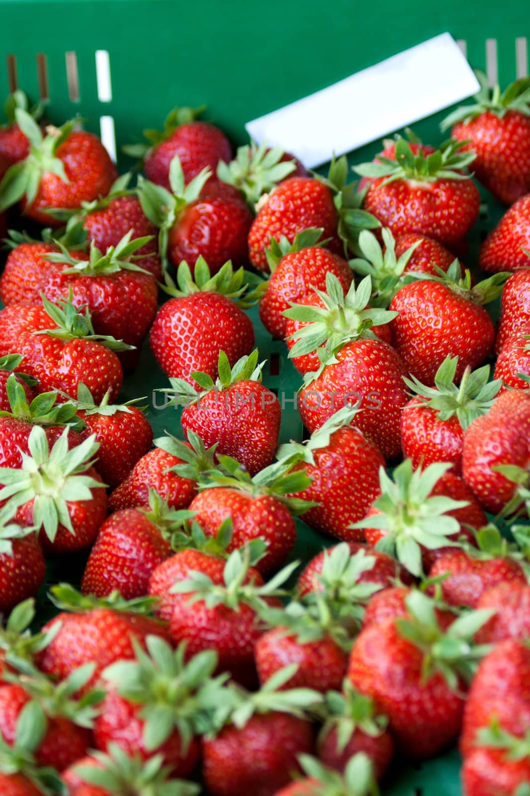 A fresh strawberries for sale on market