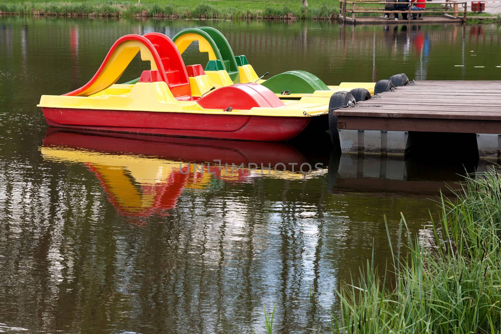 Water Bike on a small pier waiting of tourists