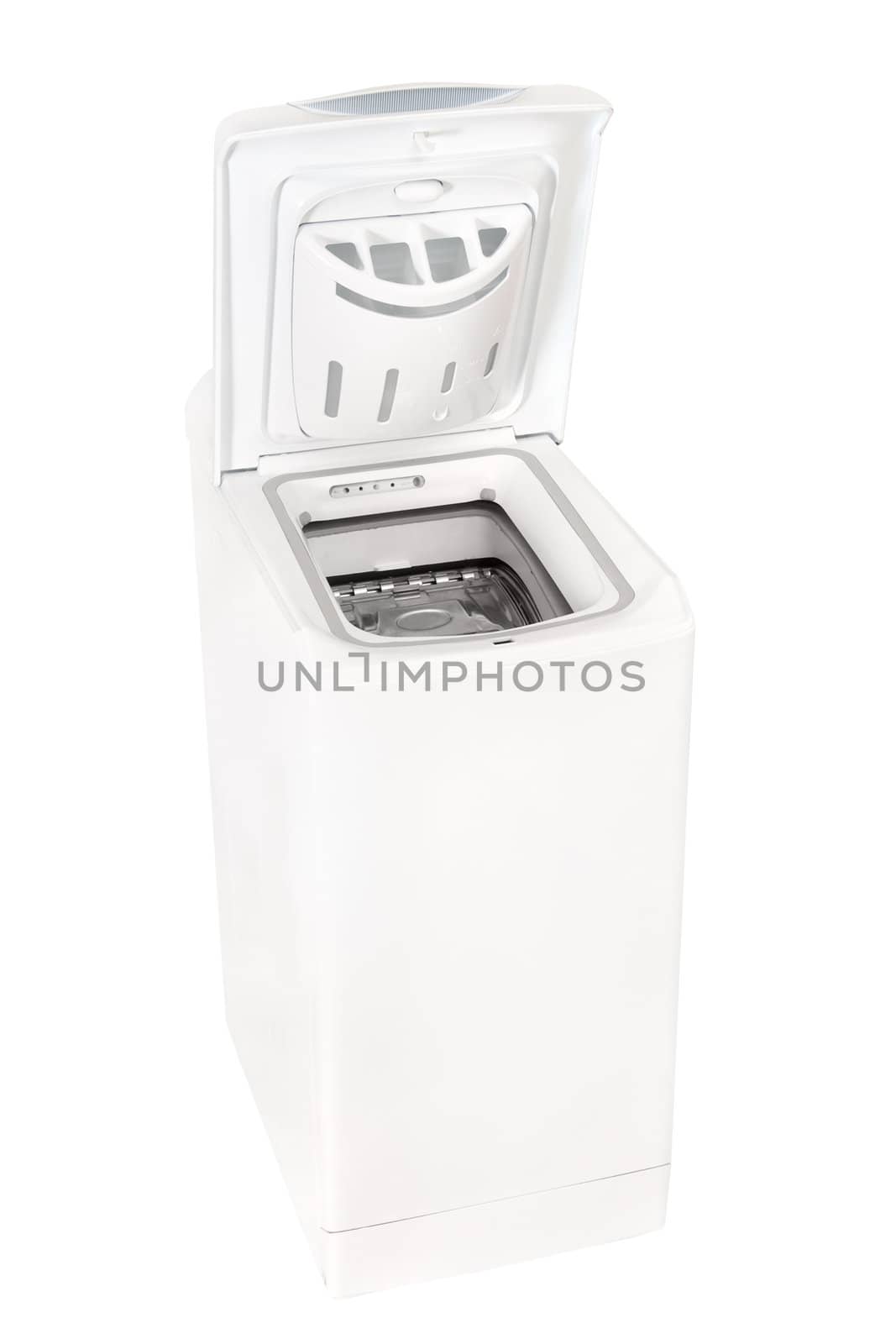 white washing machine on a white background
