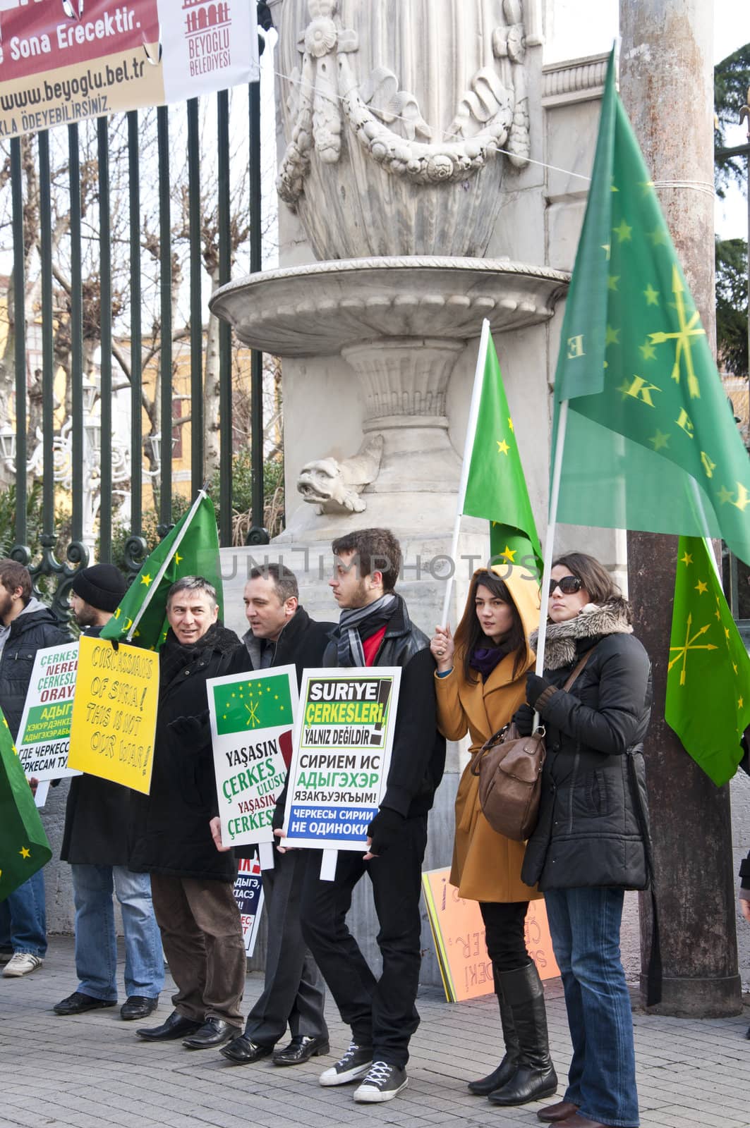 Circassians out in the Istiklal Road, Istanbul to support the Circassian people living in hard conditions in Syria, January 30 2012