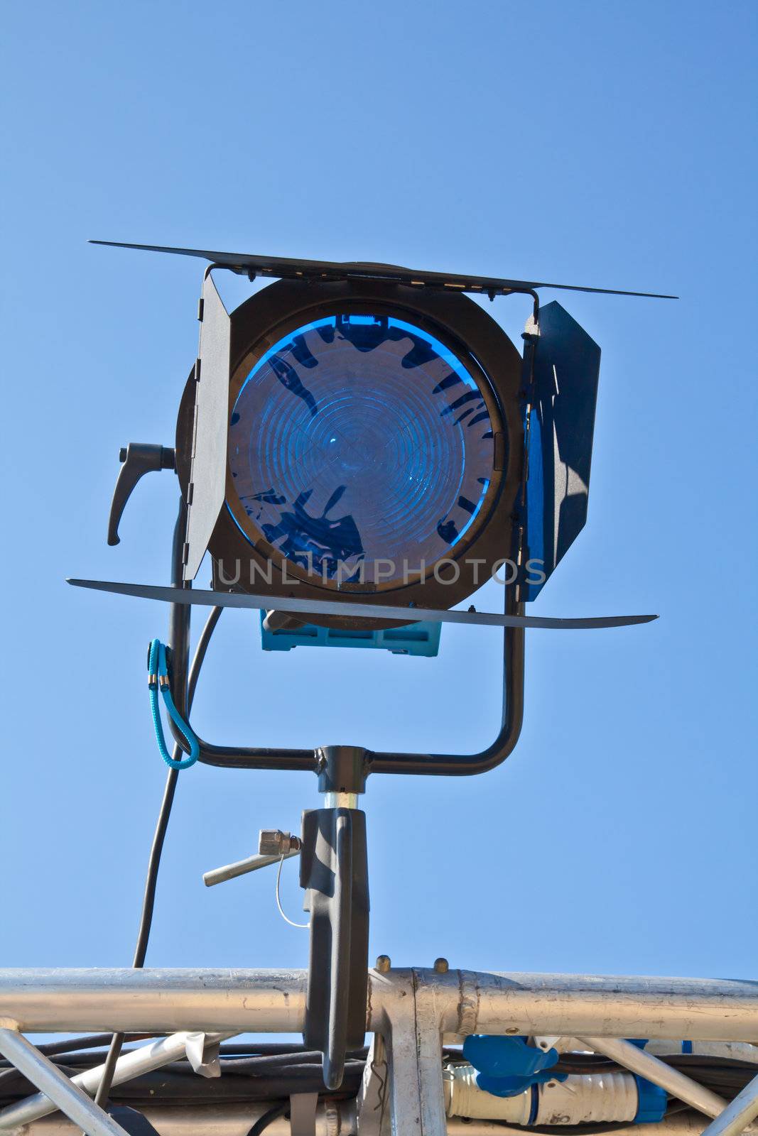 Reflector in an outdoor theater with blue sky background
