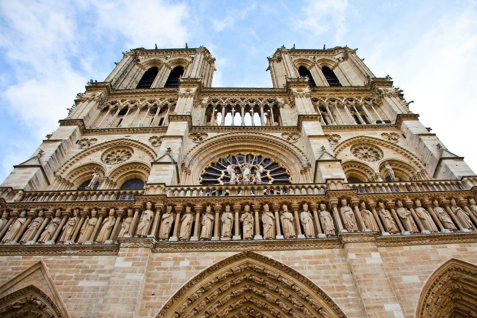 Detail of gothic Cathedral of Notre Dame in Paris
