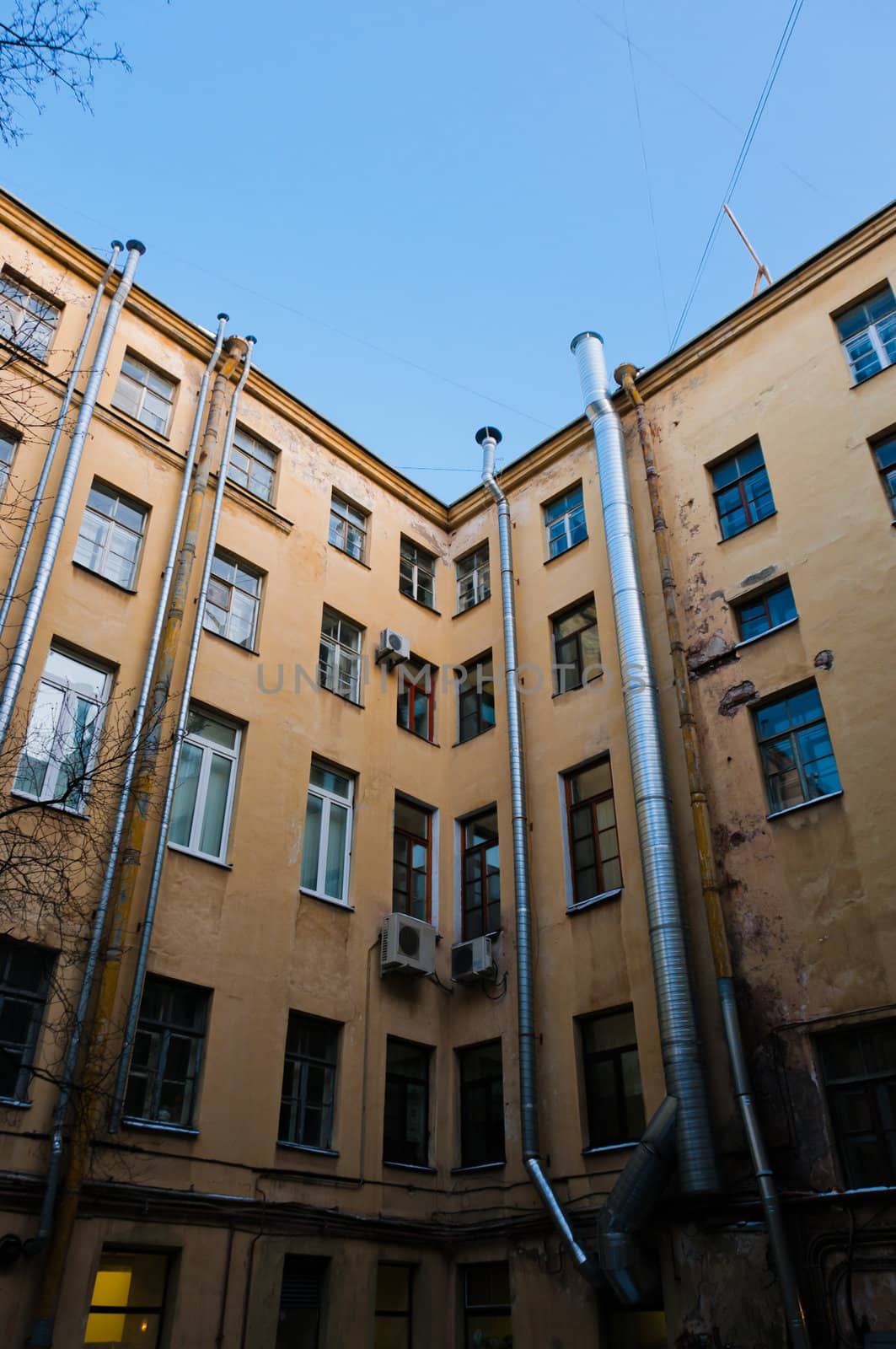 Old apartments closed yard by dmitryelagin