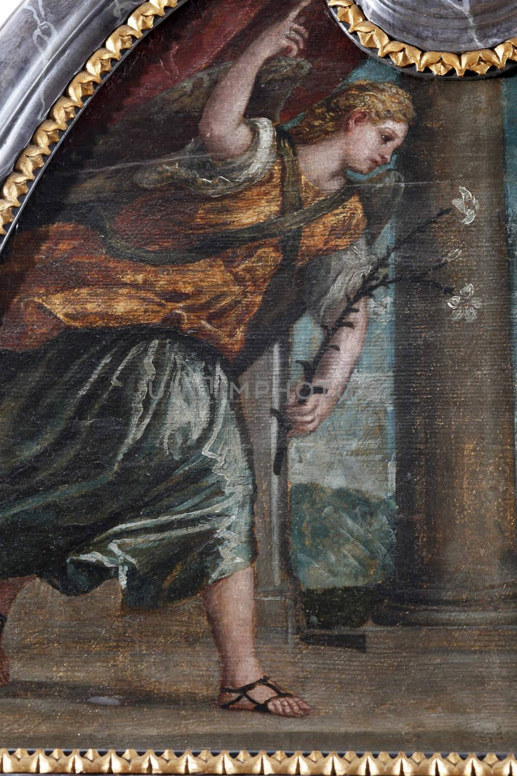 ZAGREB, CROATIA - DECEMBER 12: Paolo Veronese: Archangel Gabriel, exhibited at the Great Masters renesnse in Croatia, opened December 12, 2011. in Zagreb, Croatia