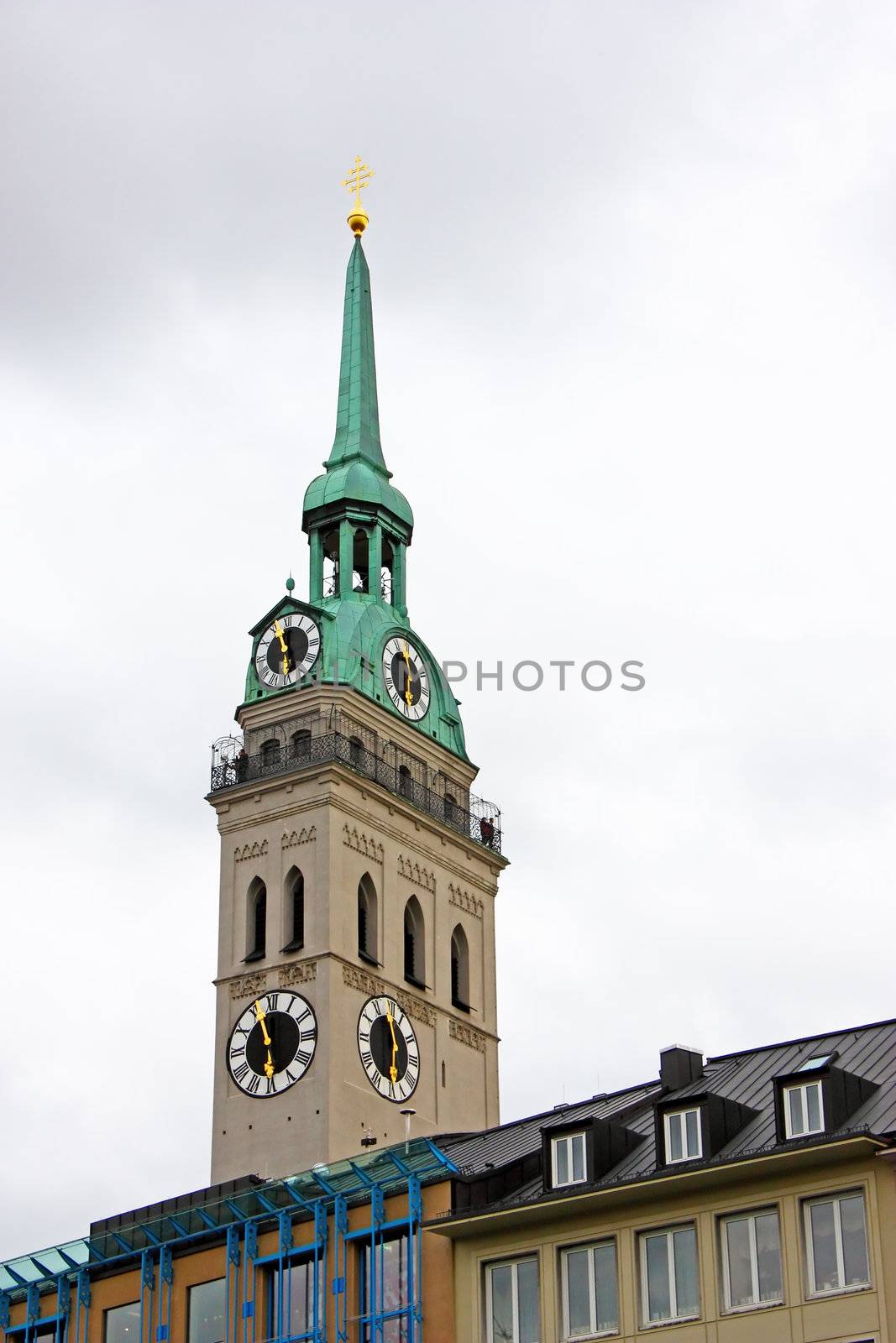 Tower of St. Peter Church in Center of Munich