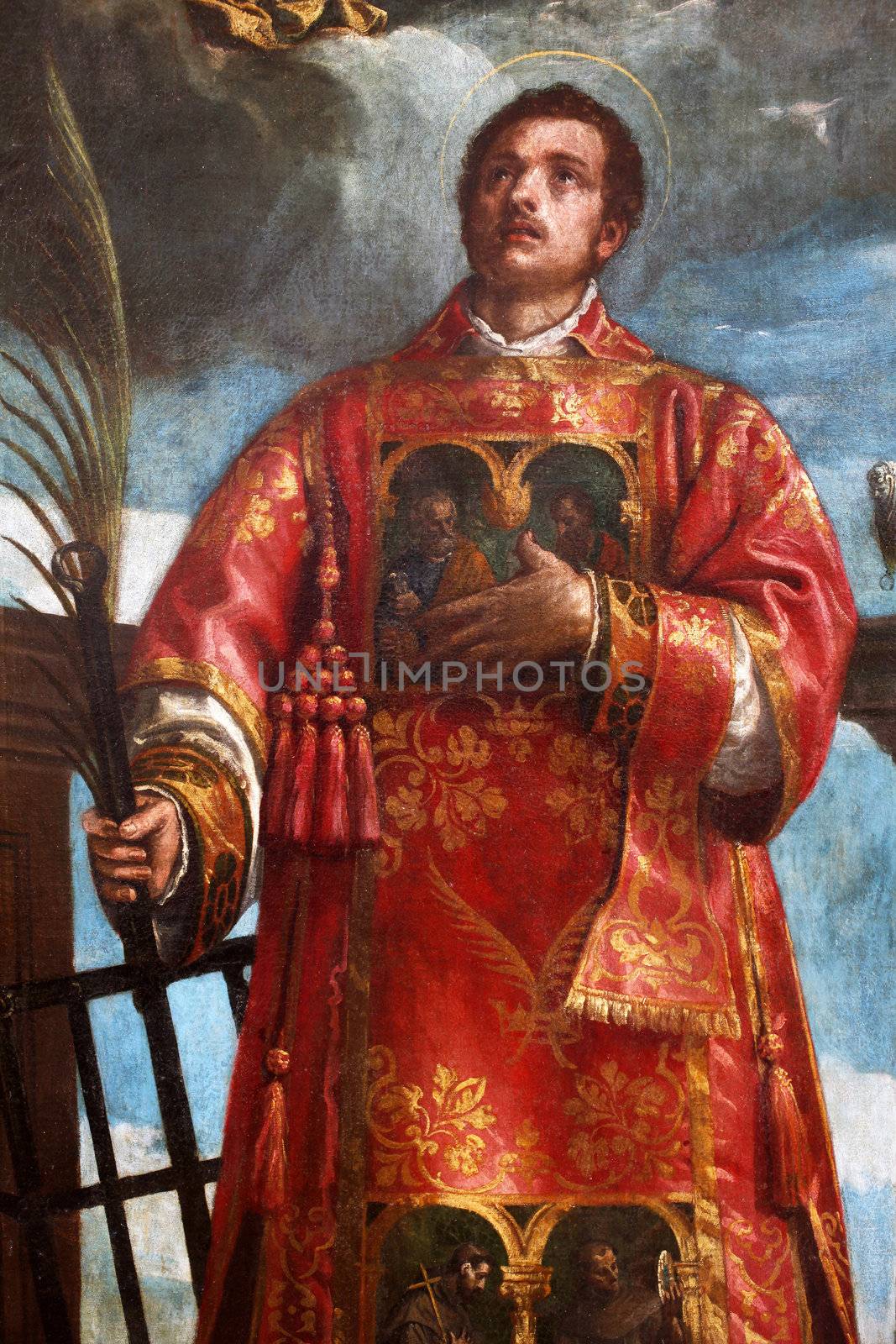 ZAGREB, CROATIA - DECEMBER 12: Paolo Veronese: St. Lawrence of Rome, exhibited at the Great Masters renesnse in Croatia, opened December 12, 2011. in Zagreb, Croatia